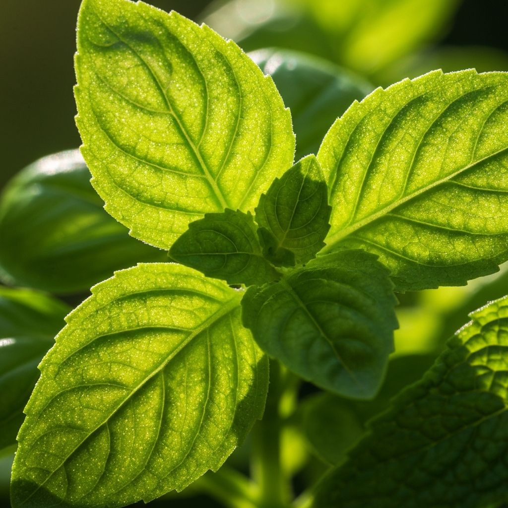 Feuilles d'herbes fraîches avec gouttelettes de rosée